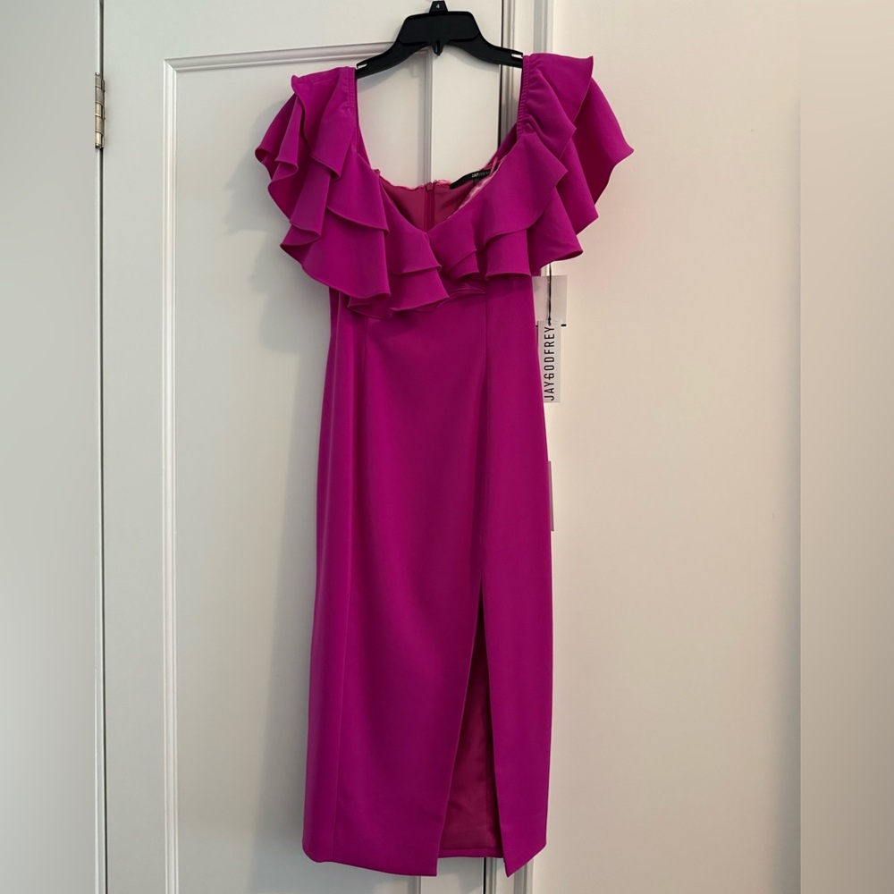 NWT Fuchsia Ruffled Off The Shoulder Dress